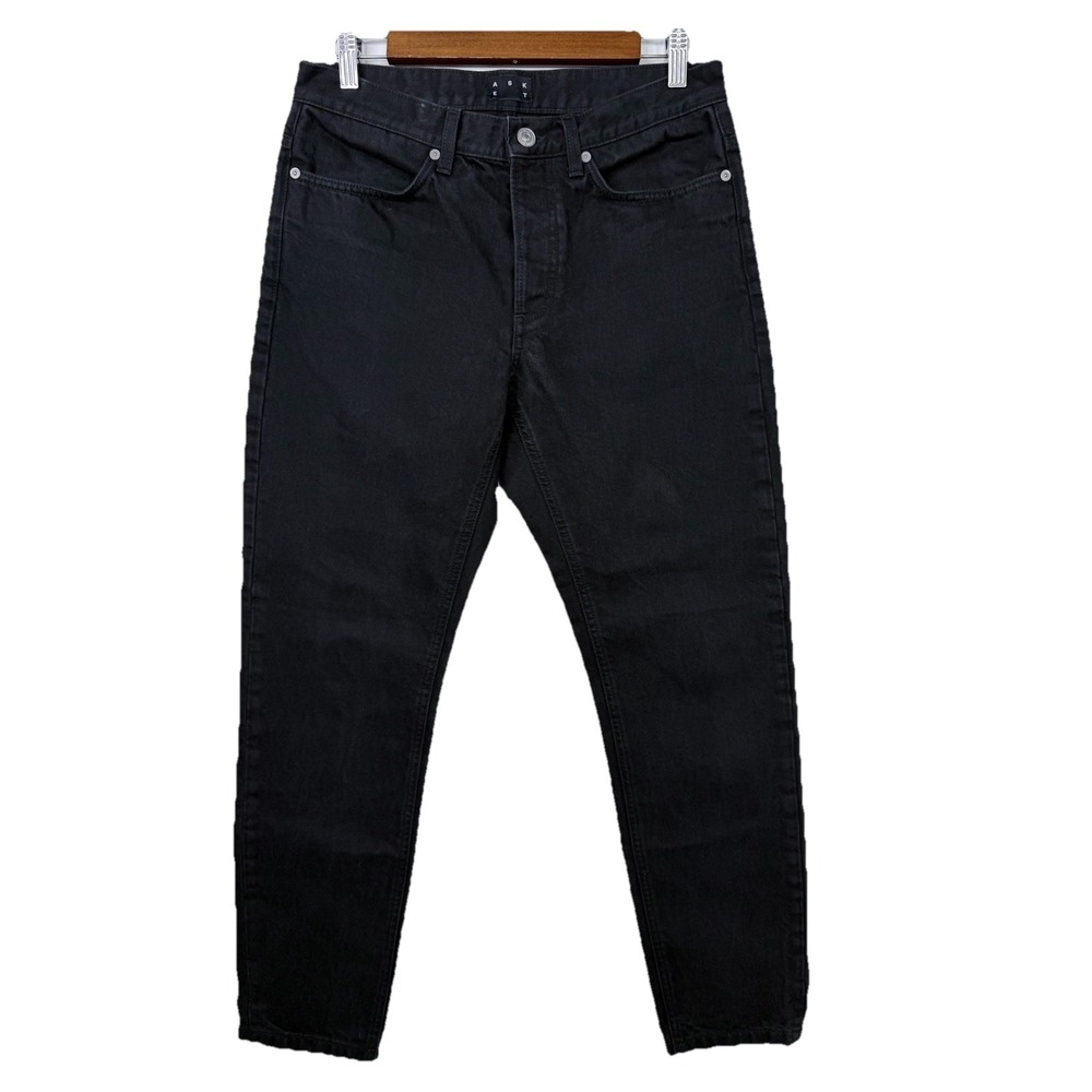 Asket Jeans Mens 30x30 Slim Fit The Black Denim Jeans Preppy Italy Button Fly